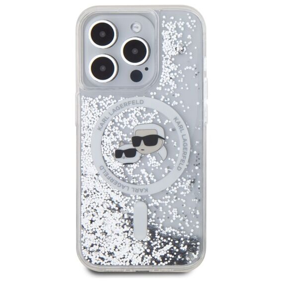 Karl Lagerfeld Liquid Glitter Karl &amp; Choupette Head Magsafe Case for iPhone 15 Pro Max - Clear - Uncategorized Cases (2) - Cases - Techbox