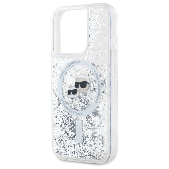 Karl Lagerfeld Liquid Glitter Karl &amp; Choupette Head Magsafe Case for iPhone 15 Pro Max - Clear - Uncategorized Cases (2) - Cases - Techbox