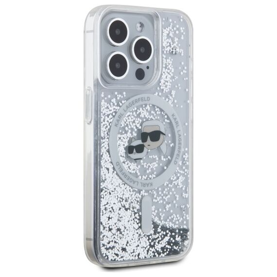 Karl Lagerfeld Liquid Glitter Karl &amp; Choupette Head Magsafe iPhone 15 Pro Case - Clear - Uncategorized Cases (2) - Cases - Techbox