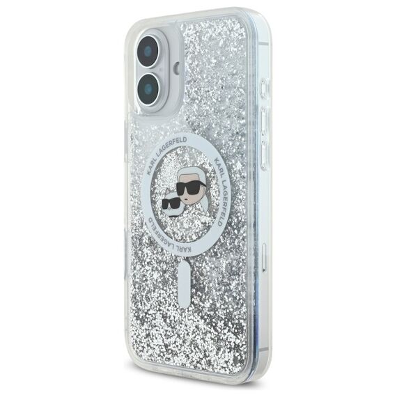 Karl Lagerfeld Liquid Glitter Karl &amp; Choupette Head Magsafe iPhone 16 Plus Case - Clear - Apple Cases - Cases - Techbox