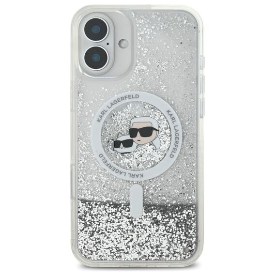 Karl Lagerfeld Liquid Glitter Karl &amp; Choupette Head Magsafe iPhone 16 Plus Case - Clear - Apple Cases - Cases - Techbox