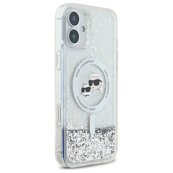 Karl Lagerfeld Liquid Glitter Karl &amp; Choupette Head Magsafe iPhone 16 Plus Case - Clear - Apple Cases - Cases - Techbox