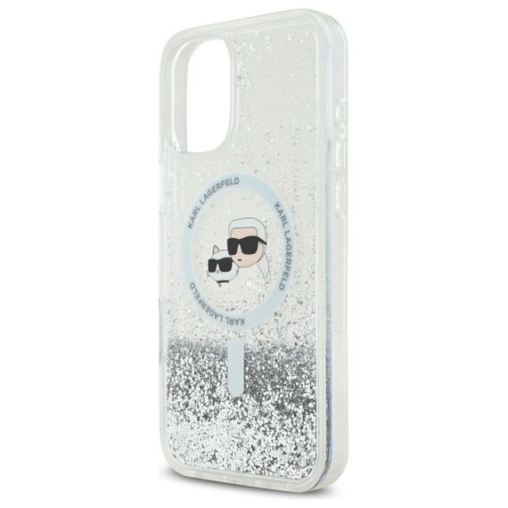 Karl Lagerfeld Liquid Glitter Karl &amp; Choupette Head Magsafe iPhone 16 Plus Case - Clear - Apple Cases - Cases - Techbox