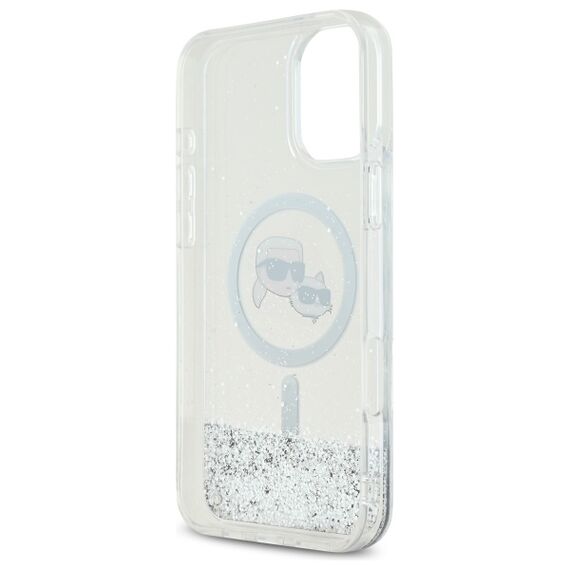Karl Lagerfeld Liquid Glitter Karl &amp; Choupette Head Magsafe iPhone 16 Plus Case - Clear - Apple Cases - Cases - Techbox