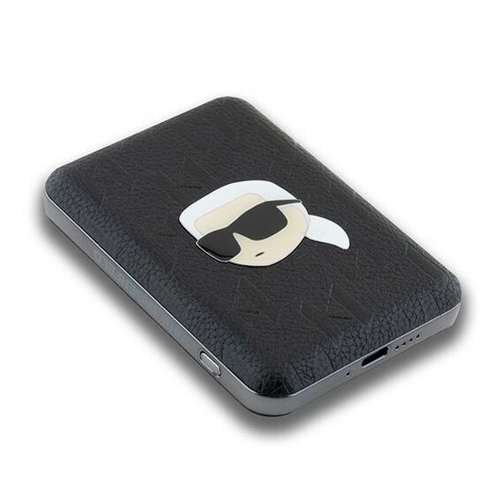 Karl Lagerfeld Powerbank inductive KLPB5FPGKSKIHK 16W 5000mAh black/black Karl Head Pin MagSafe - Powerbanks - Smartphone Chargers - Techbox