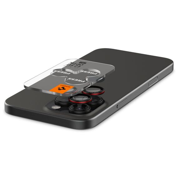 Spigen Optik Pro L-Series Glas.tR EZ Fit Tempered Glass for iPhone 14 Pro / Pro Max / 15 Pro / Pro Max / 16 Pro / 16 Pro Max Camera - Black with Red Edge | Techbox