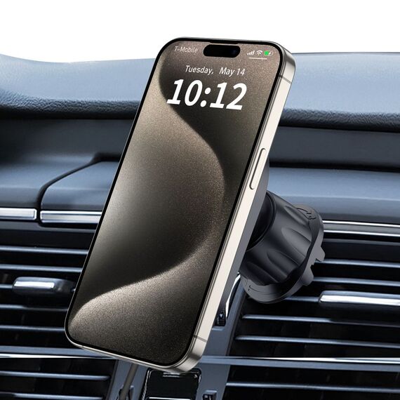 Tech-Protect MM15W-V6 15W Car Charger Holder with MagSafe for Dashboard and Air Vent - Black