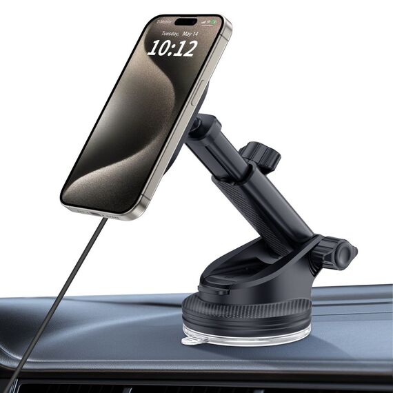 Tech-Protect MM15W-V6 15W Car Charger Holder with MagSafe for Dashboard and Air Vent - Black