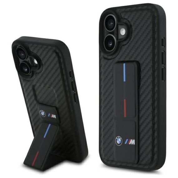 BMW M Grip Stand Smooth and Carbon case for iPhone 16 - black | Techbox