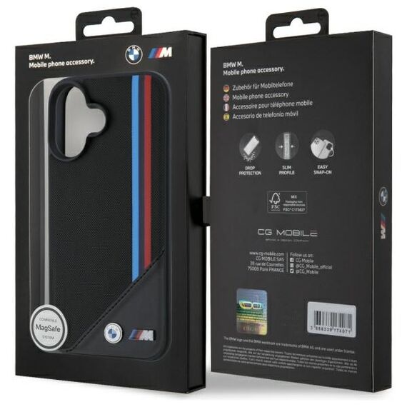 BMW M Meshed Tricolor Stripes MagSafe case for iPhone 16 - black - Apple Cases - Cases - Techbox
