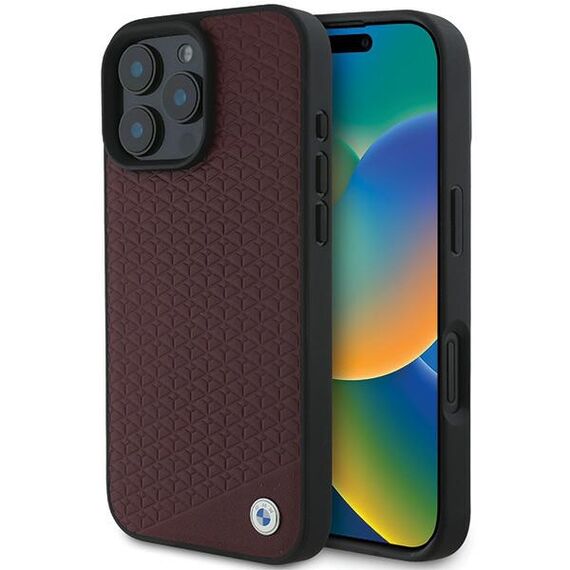 BMW Sign Leather Diamond Metal Logo MagSafe Case for iPhone 16 Pro Max - Red - Apple Cases - Cases - Techbox