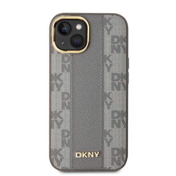 DKNY Leather Checkered Mono Pattern MagSafe iPhone 14 Case - Beige | Techbox