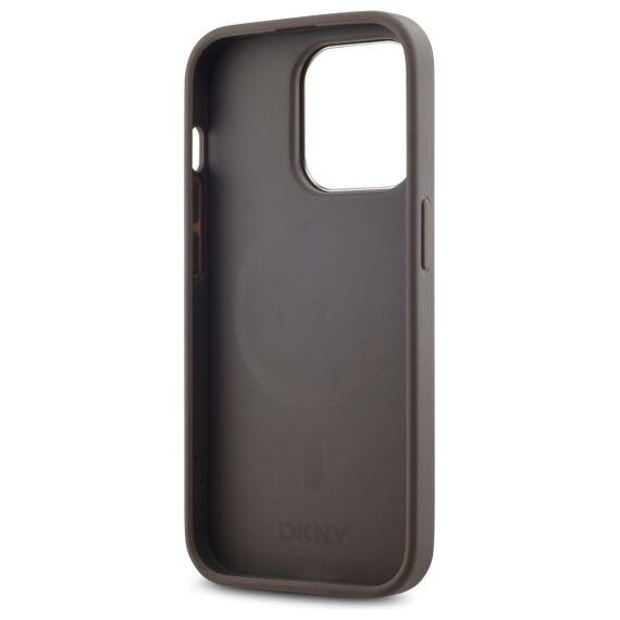 DKNY Leather Checkered Mono Pattern MagSafe iPhone 14 Pro Case - Beige | Techbox