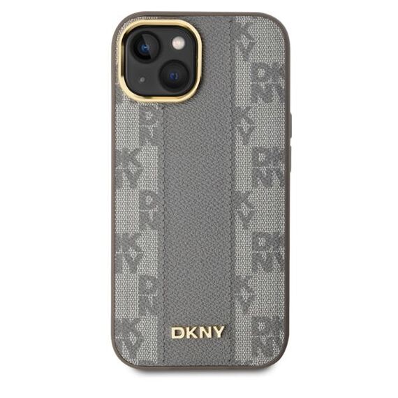DKNY Leather Checkered Mono Pattern MagSafe iPhone 15 Case - Beige | Techbox
