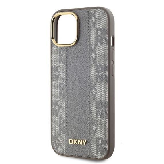 DKNY Leather Checkered Mono Pattern MagSafe iPhone 15 Case - Beige | Techbox