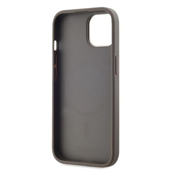 DKNY Leather Checkered Mono Pattern MagSafe iPhone 15 Case - Beige | Techbox
