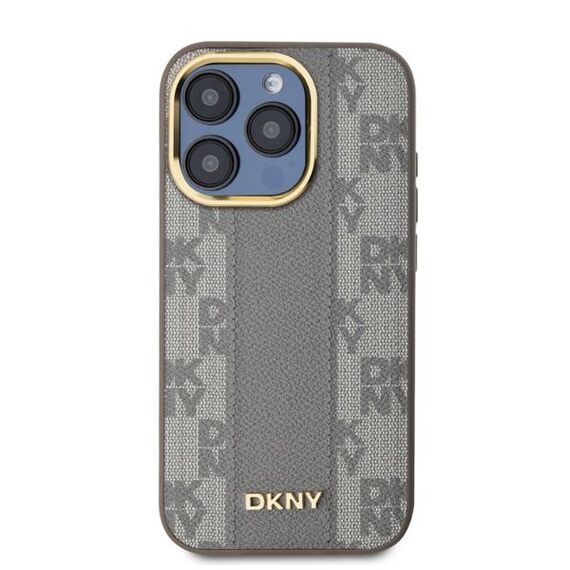 DKNY Leather Checkered Mono Pattern MagSafe iPhone 15 Pro Case - Beige | Techbox