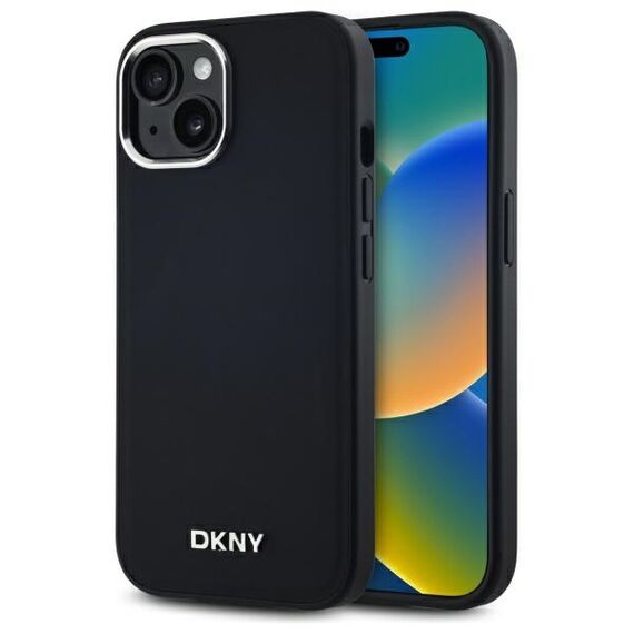 DKNY Plain Logo MagSafe iPhone 15 Plus Case - Black | Techbox
