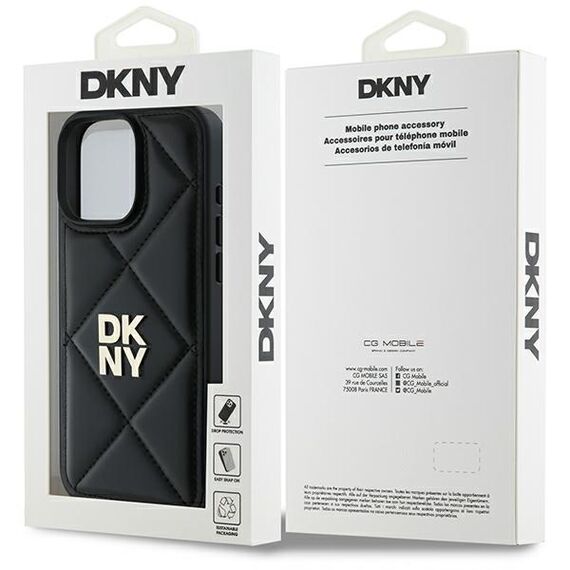 DKNY Quilted Stack Logo iPhone 16 Pro Case - Black | Techbox