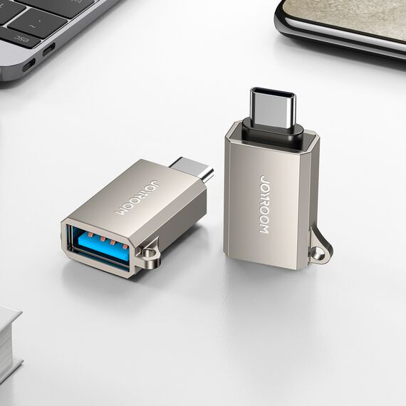 Joyroom S-H151 USB-C (male) / USB-A (female) Adapter with Lanyard Eyelet - Silver