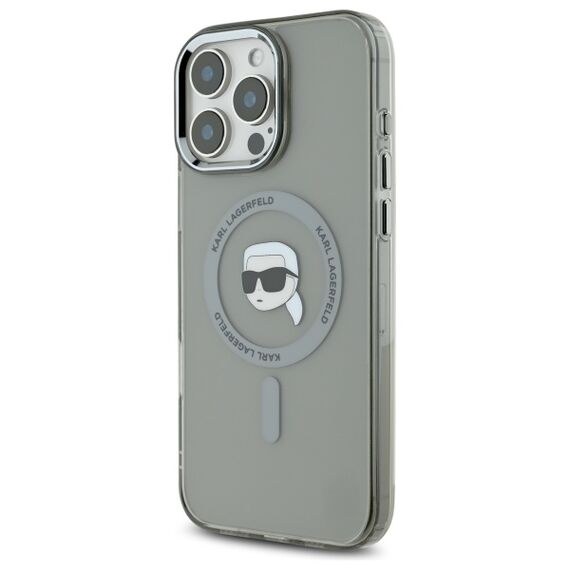 Karl Lagerfeld IML Metal Karl Head MagSafe Case for iPhone 16 Pro Max - Black | Techbox