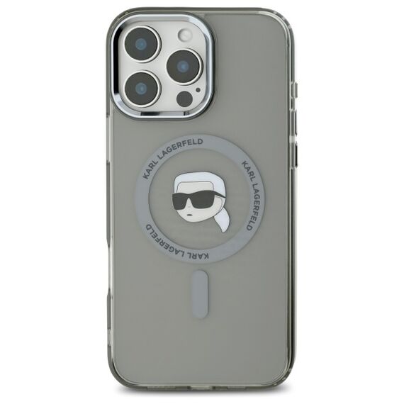 Karl Lagerfeld IML Metal Karl Head MagSafe Case for iPhone 16 Pro Max - Black | Techbox