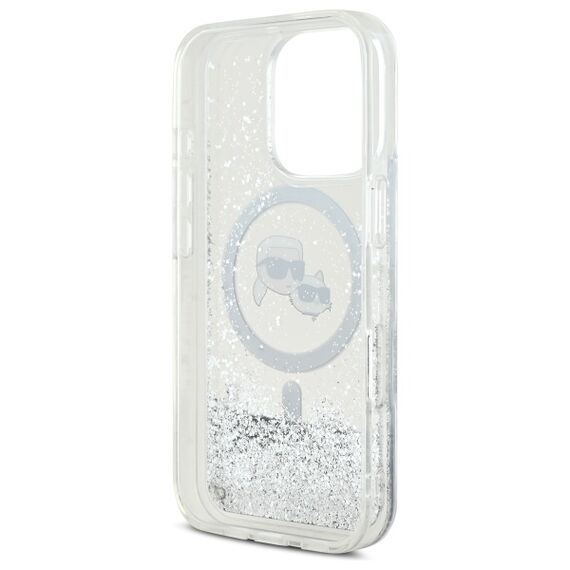 Karl Lagerfeld Liquid Glitter Karl &amp; Choupette Head Magsafe Case for iPhone 16 Pro Max - Clear - Apple Cases - Cases - Techbox