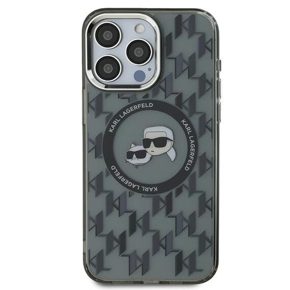 Karl Lagerfeld IML Monogram Karl &amp; Choupette Head MagSafe Case for iPhone 15 Pro Max - Black - Uncategorized Cases (2) - Cases - Techbox