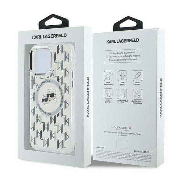 Karl Lagerfeld IML Monogram Karl &amp; Choupette Head MagSafe Case for iPhone 15 Pro Max - Clear - Uncategorized Cases (2) - Cases - Techbox