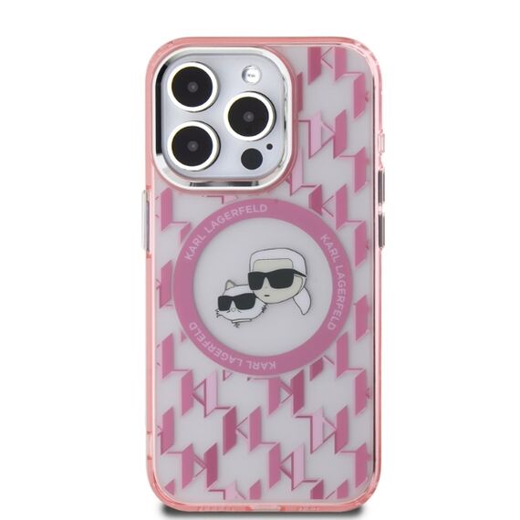 Karl Lagerfeld IML Monogram Karl &amp; Choupette Head MagSafe Case for iPhone 15 Pro Max - Pink - Uncategorized Cases (2) - Cases - Techbox