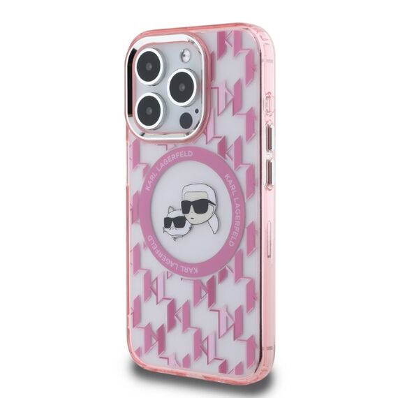 Karl Lagerfeld IML Monogram Karl &amp; Choupette Head MagSafe Case for iPhone 15 Pro Max - Pink - Uncategorized Cases (2) - Cases - Techbox