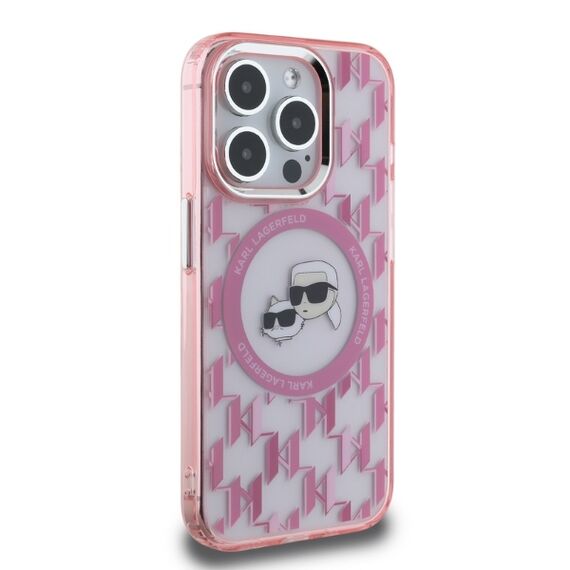Karl Lagerfeld IML Monogram Karl &amp; Choupette Head MagSafe Case for iPhone 15 Pro Max - Pink - Uncategorized Cases (2) - Cases - Techbox