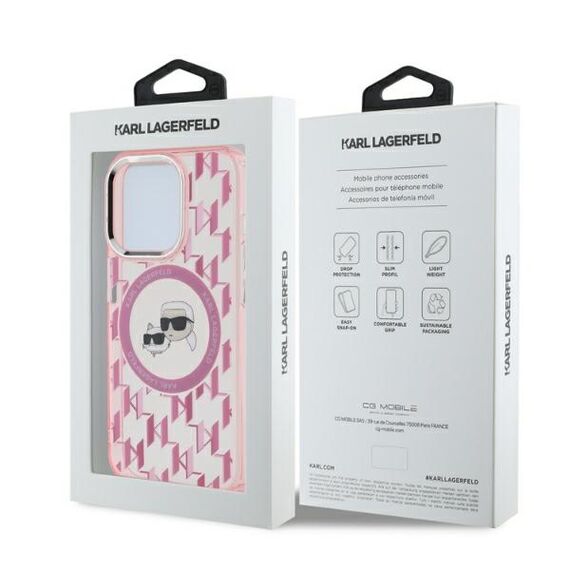 Karl Lagerfeld IML Monogram Karl &amp; Choupette Head MagSafe Case for iPhone 15 Pro Max - Pink - Uncategorized Cases (2) - Cases - Techbox