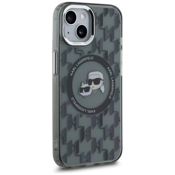 Karl Lagerfeld IML Monogram Karl &amp; Choupette Head MagSafe iPhone 15 Case - Black | Techbox