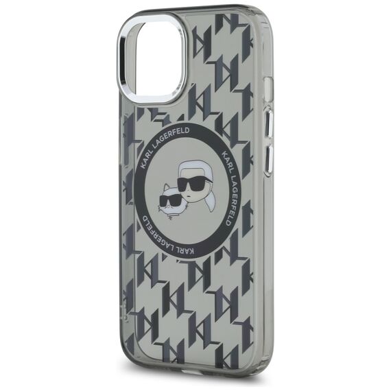 Karl Lagerfeld IML Monogram Karl &amp; Choupette Head MagSafe iPhone 15 Case - Black | Techbox