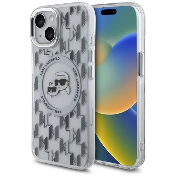 Karl Lagerfeld IML Monogram Karl &amp; Choupette Head MagSafe iPhone 15 Case - Clear - Uncategorized Cases (2) - Cases - Techbox