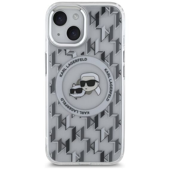 Karl Lagerfeld IML Monogram Karl &amp; Choupette Head MagSafe iPhone 15 Case - Clear - Uncategorized Cases (2) - Cases - Techbox