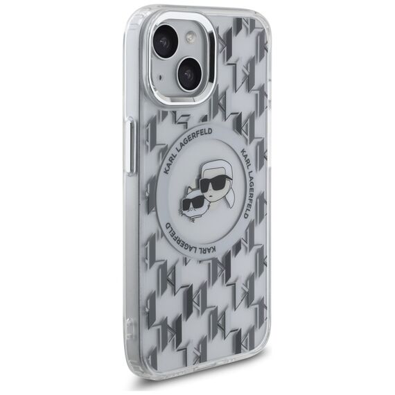 Karl Lagerfeld IML Monogram Karl &amp; Choupette Head MagSafe iPhone 15 Case - Clear - Uncategorized Cases (2) - Cases - Techbox