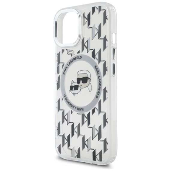 Karl Lagerfeld IML Monogram Karl &amp; Choupette Head MagSafe iPhone 15 Case - Clear - Uncategorized Cases (2) - Cases - Techbox