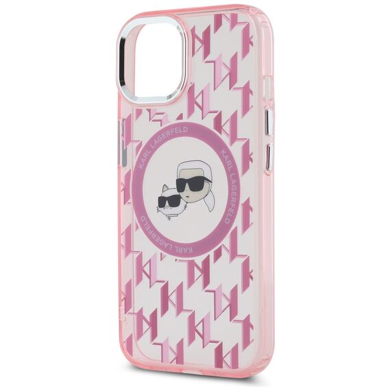Karl Lagerfeld IML Monogram Karl &amp; Choupette Head MagSafe iPhone 15 Plus Case - Pink | Techbox