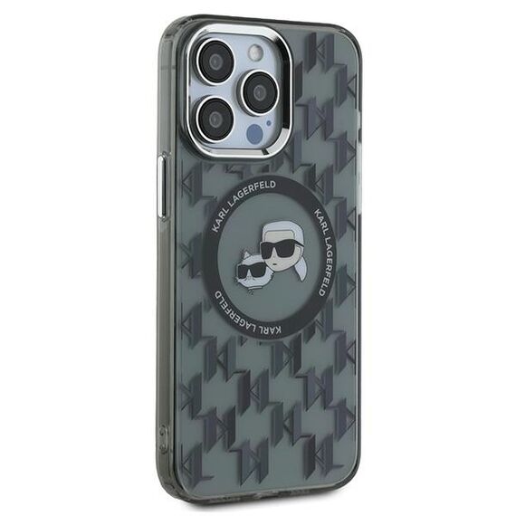 Karl Lagerfeld IML Monogram Karl &amp; Choupette Head MagSafe iPhone 15 Pro Case - Black - Uncategorized Cases (2) - Cases - Techbox