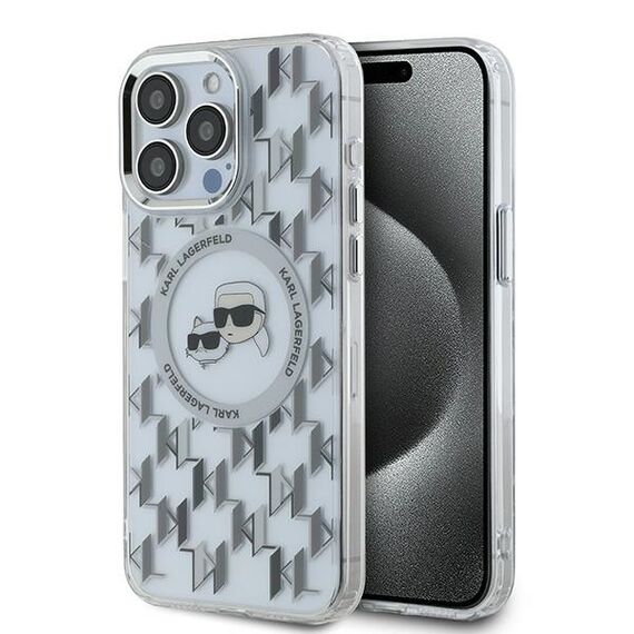 Karl Lagerfeld IML Monogram Karl &amp; Choupette Head MagSafe iPhone 15 Pro Case - Clear | Techbox