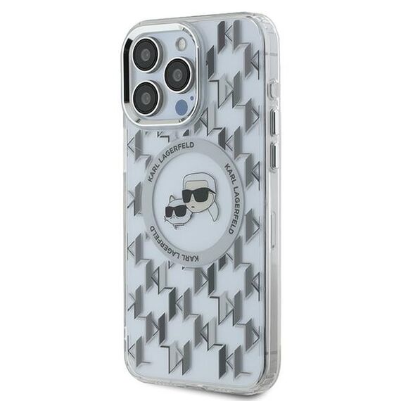 Karl Lagerfeld IML Monogram Karl &amp; Choupette Head MagSafe iPhone 15 Pro Case - Clear | Techbox