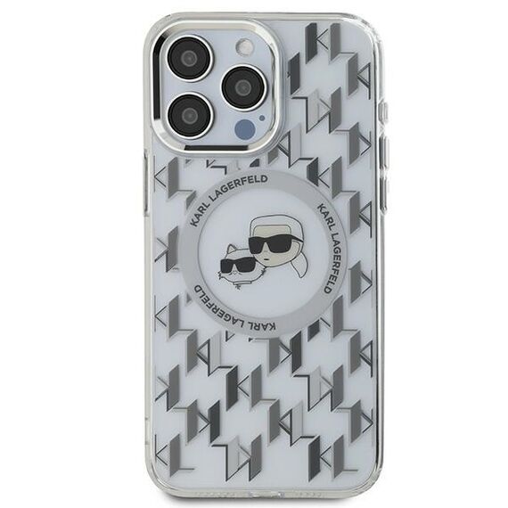 Karl Lagerfeld IML Monogram Karl &amp; Choupette Head MagSafe iPhone 15 Pro Case - Clear | Techbox