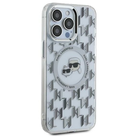 Karl Lagerfeld IML Monogram Karl &amp; Choupette Head MagSafe iPhone 15 Pro Case - Clear | Techbox