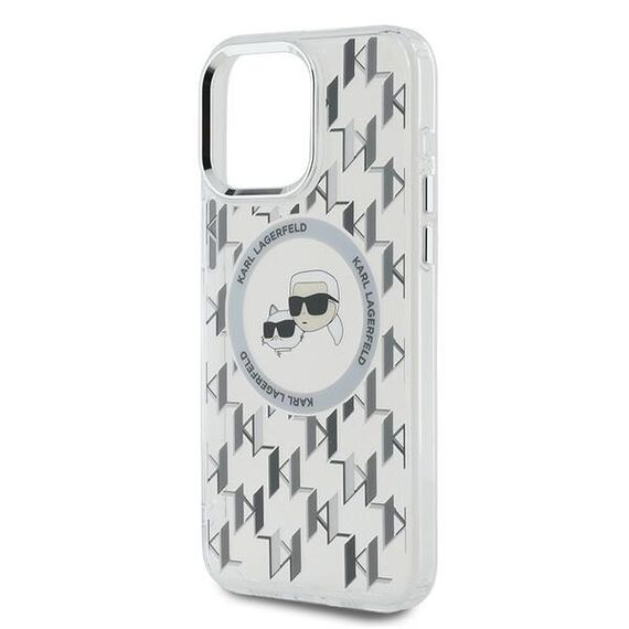 Karl Lagerfeld IML Monogram Karl &amp; Choupette Head MagSafe iPhone 15 Pro Case - Clear | Techbox