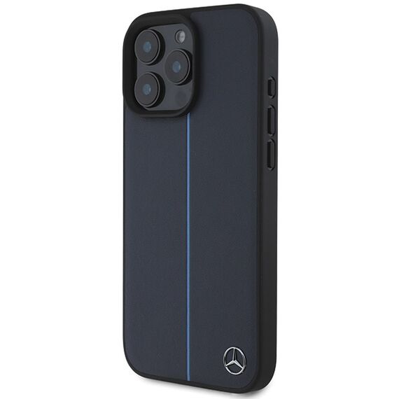 Mercedes MB Blue Line Leather MagSafe Case for iPhone 16 Pro Max - Navy Blue - Apple Cases - Cases - Techbox