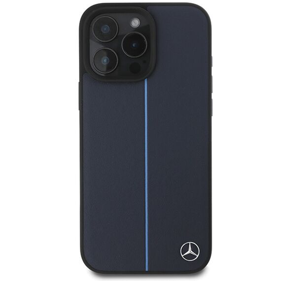 Mercedes MB Blue Line Leather MagSafe Case for iPhone 16 Pro Max - Navy Blue - Apple Cases - Cases - Techbox