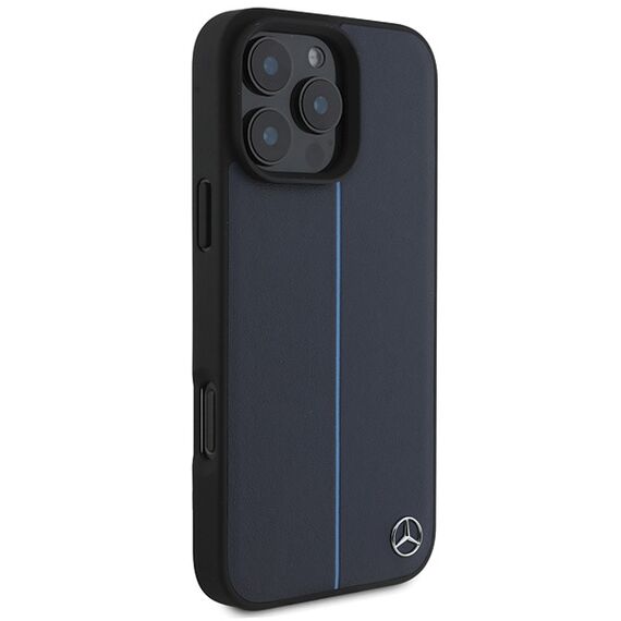 Mercedes MB Blue Line Leather MagSafe Case for iPhone 16 Pro Max - Navy Blue - Apple Cases - Cases - Techbox