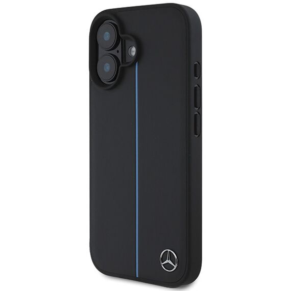 Mercedes MB Blue Line Leather MagSafe iPhone 16 Case - Black | Techbox